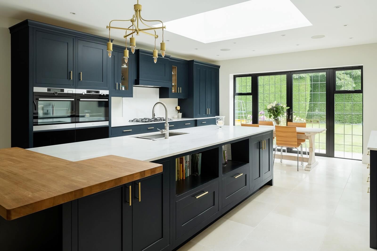 mixed worktop finishes on a kitchen island