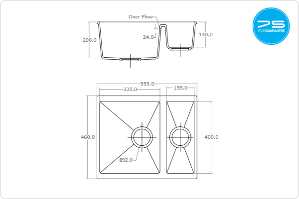 CAVADUO 355/155U Sink