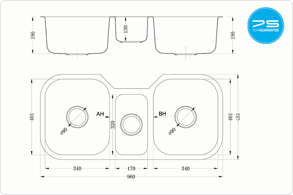 ETROTRIO 960/450U Sink