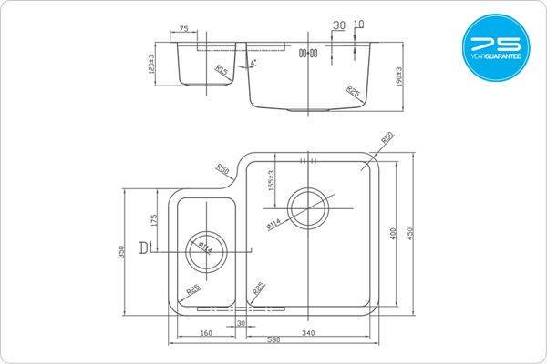 LUXSODUO25 160/340U Sink