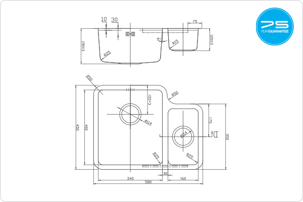 LUXSODUO25 340/160U Sink