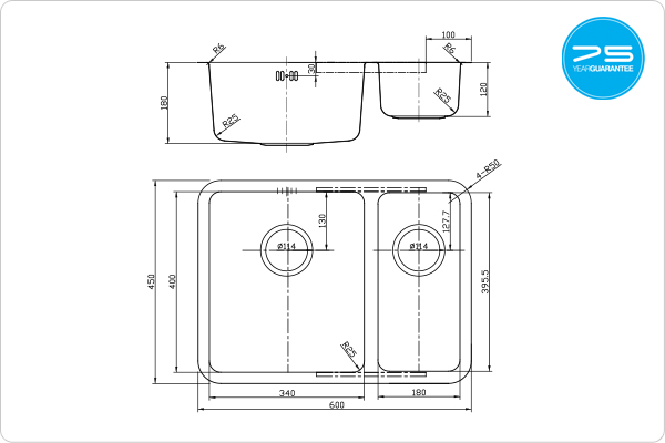 LUXSODUO25 340/180U Sink