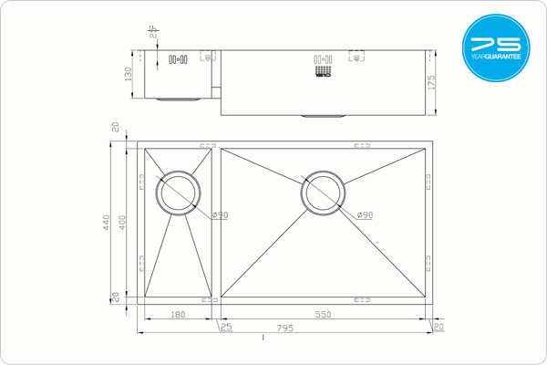 ZENDUO 180/550U Sink