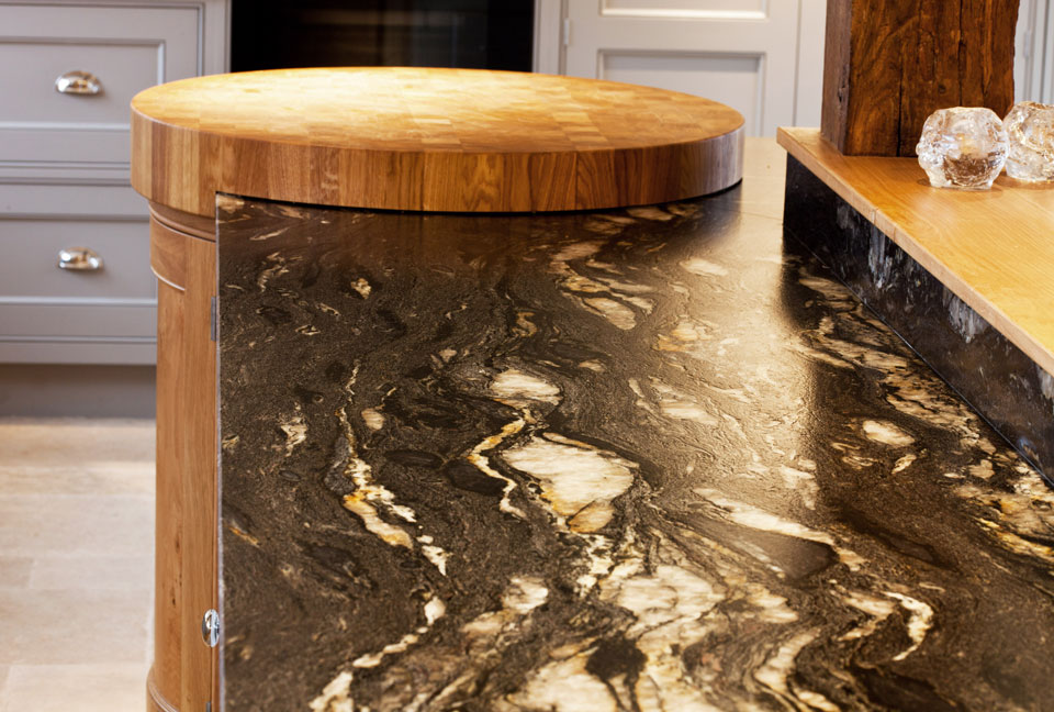 Cosmic Black Leather Granite (cabinetry by Grand Union Designs Ltd)