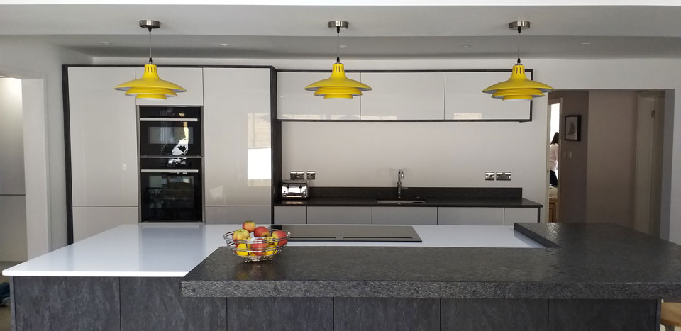 Silestone Blanco Zeus & Steel Grey Satinato Granite (cabinetry by Kandu Interiors)