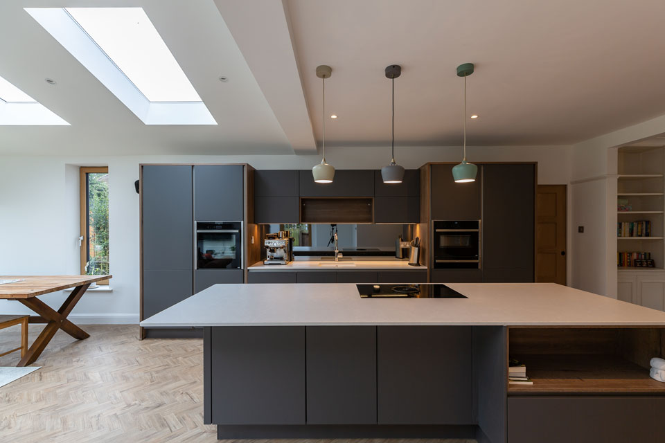 Silestone Desert Silver Suede (cabinetry by Audus Kitchens)