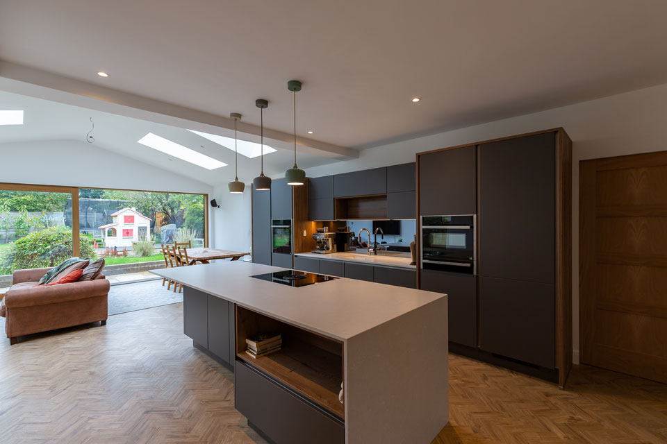 Silestone Desert Silver Suede (cabinetry by Audus Kitchens)