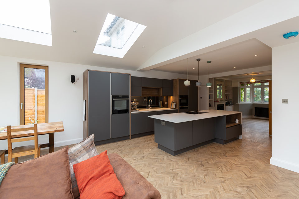 Silestone Desert Silver Suede (cabinetry by Audus Kitchens)