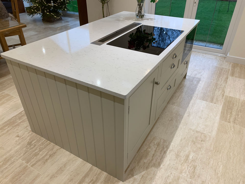 Silestone Lagoon (cabinetry by BC Kitchens and Furniture)