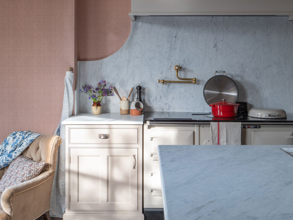 Honed Carrara Marble (cabinetry by Heaven & Stubbs)