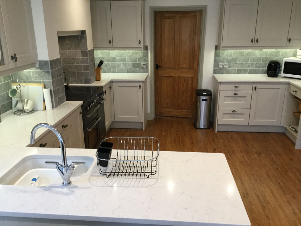 Silestone Lagoon (cabinetry by Paul Rowles Kitchens)