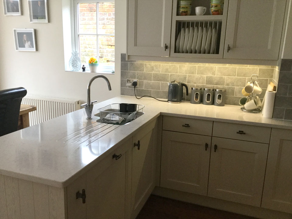 Silestone Lagoon (cabinetry by Paul Rowles Kitchens)